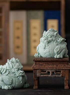 晨翔 青砂石祖龙茶宠装饰摆件茶盘鱼缸造景瑞兽家居创意国潮精品