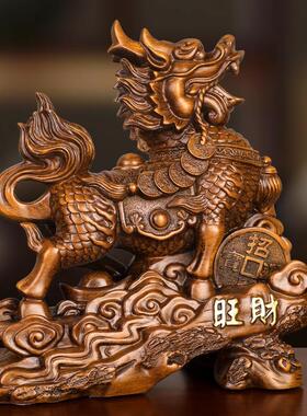 旺财纳福麒麟摆件一对家居客厅卧室玄关酒柜办公桌面装饰摆设礼品