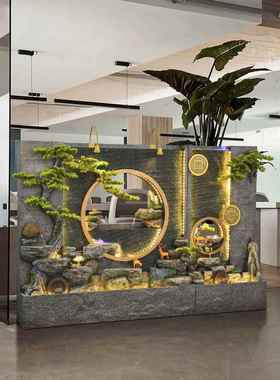 中式客厅庭院假山水景喷泉落地摆件水幕墙流水屏风别墅入户造景观