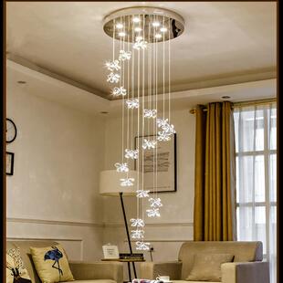 欧式 楼大吊灯楼中楼客厅大厅水晶长吊灯 轻奢简约旋转别墅楼梯复式