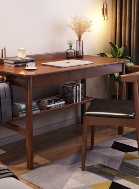 全木书桌书架组合简约现家用代办公电脑桌小学实生写字0912书桌中