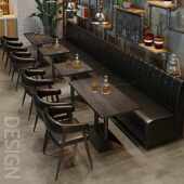 网红酒吧KTV卡座沙发奶茶店桌椅复古酒馆咖啡西餐厅卡座靠墙沙发