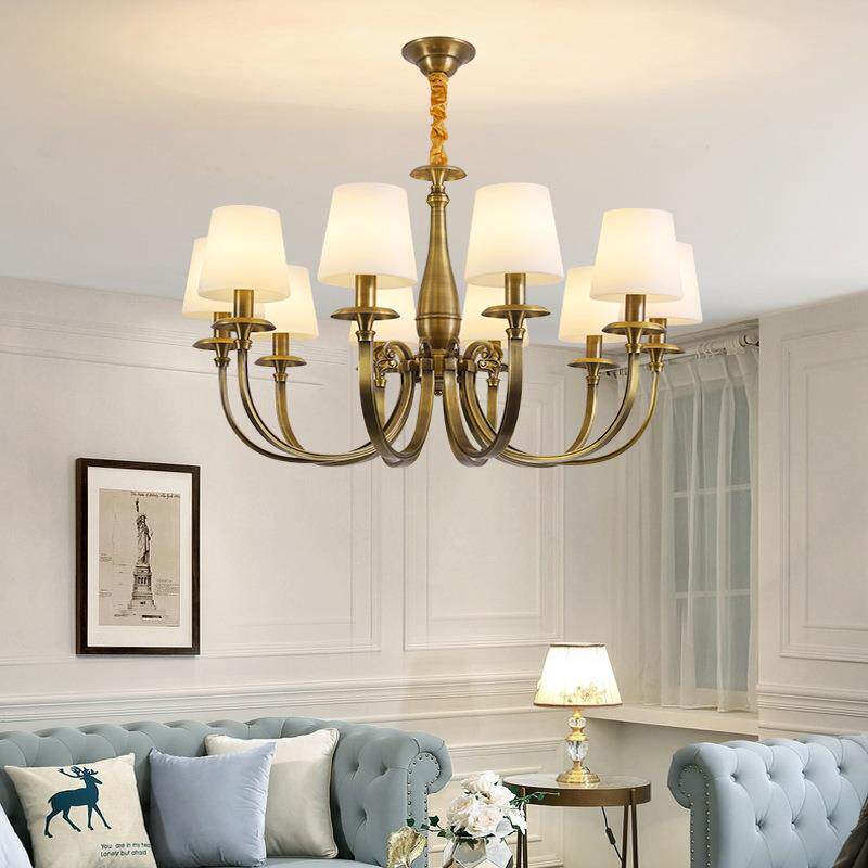 全铜美式乡村简约现代客厅餐厅欧式复古轻奢田园布艺民宿艺术吊灯