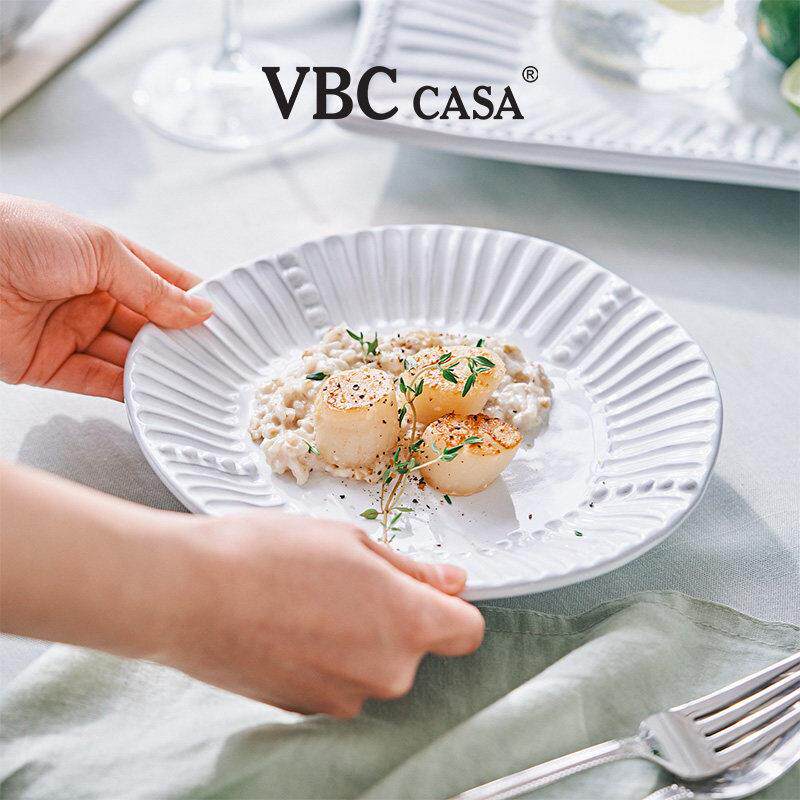 意大利VBC casa经典黑陶材质条纹碗盘餐具覆古浮雕咖啡杯椭圆餐盘