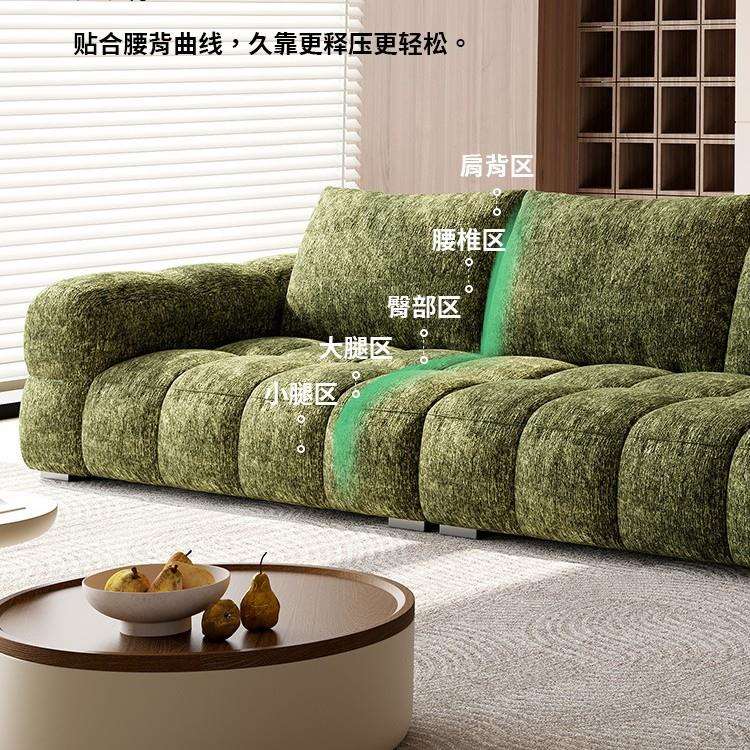 雪尼尔沙发客厅法式奶油风现代简约2025新款棉花糖墨绿色布艺沙发