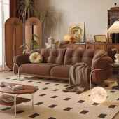 法式 云复古奶油风木朵沙发DON美式 客厅设计实师轻奢人科技布三位