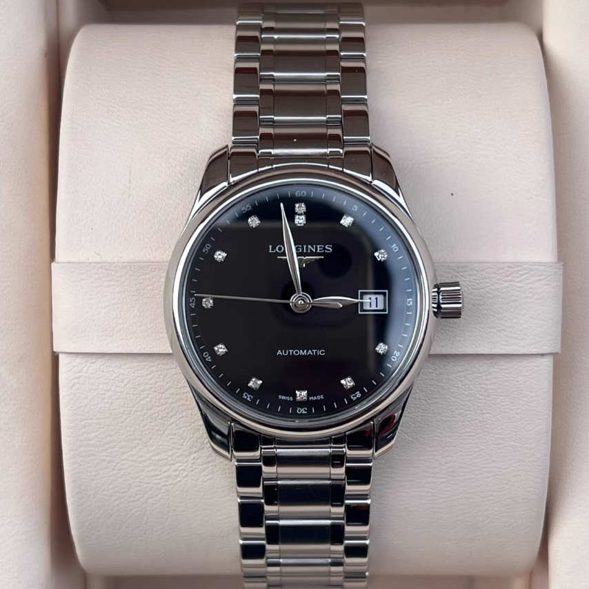 好价拍9.8新 浪琴名匠钢自动机械手表29MM钻石女表L2.257.4.57.6