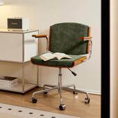 实木覆古电脑椅家用升降办公椅转椅久坐学习书房书桌椅卧室椅子