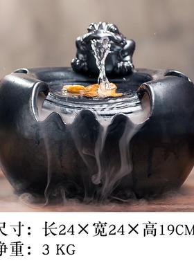 新款景喷德家陶瓷风水球金蟾流水泉加湿镇摆件桌面茶台禅意居客厅