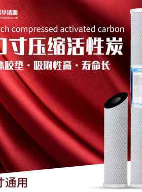 20寸压缩活性炭滤芯商用RO机售水机过滤器净水器前置炭棒网炭CTO