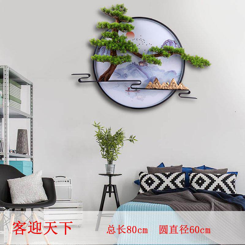 新中式装饰画壁挂山水画墙上装饰品挂件客厅餐厅铁艺装饰灯具壁挂