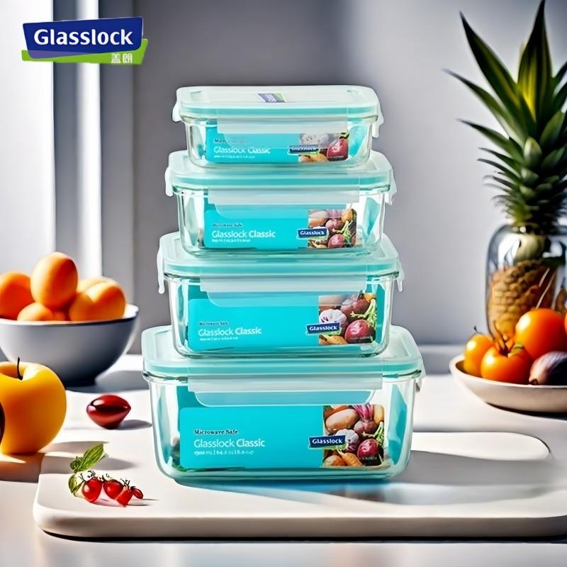 韩国Glasslock钢化玻璃保鲜盒密封 便当盒微波炉长方形圆碗饭盒