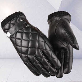 秋冬季 男士 保暖羊皮手套软皮骑行手套摩托车开车加绒加厚纯皮手套