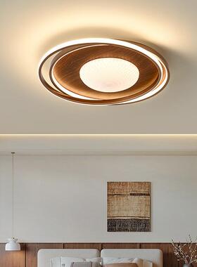 复古卧室灯2025新款中古风灯具现代简约胡桃木色护眼吸顶灯3810