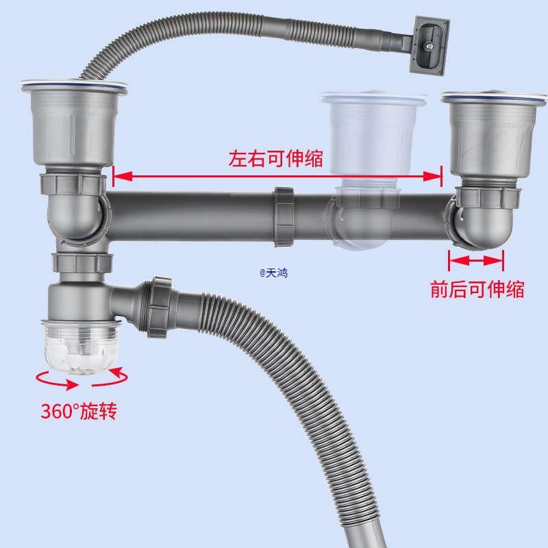 套装下洗菜道碗下水管洗盆碗池厨房排水管水器洗配无品牌/件盆单
