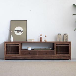 新中式 美学客厅小户型地柜矮柜家具 北美黑胡桃实木电视柜宋式