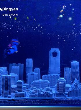 小鱼缸斗鱼水族馆景观美化装饰摆件城市房屋建筑建筑模型潜水器成