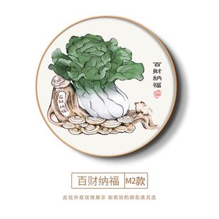 正品道入户玄关装饰画新中进门走廊过圆形式晶瓷壁厅画餐挂画五福
