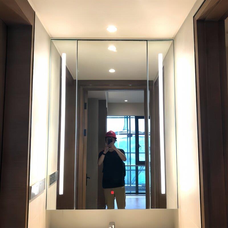 加急定做单独智能镜柜镜门超白玻镜子带灯除雾铝合金北欧工程单