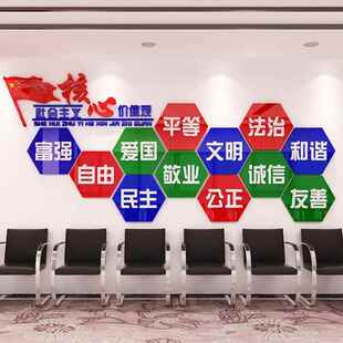 校园文化墙企事业单位党员活动室社会主义核心价值观背景布置墙贴