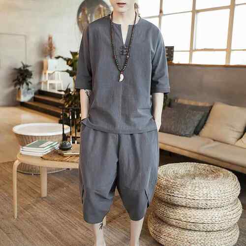 Linen suit men's medium and men's cotton linen short