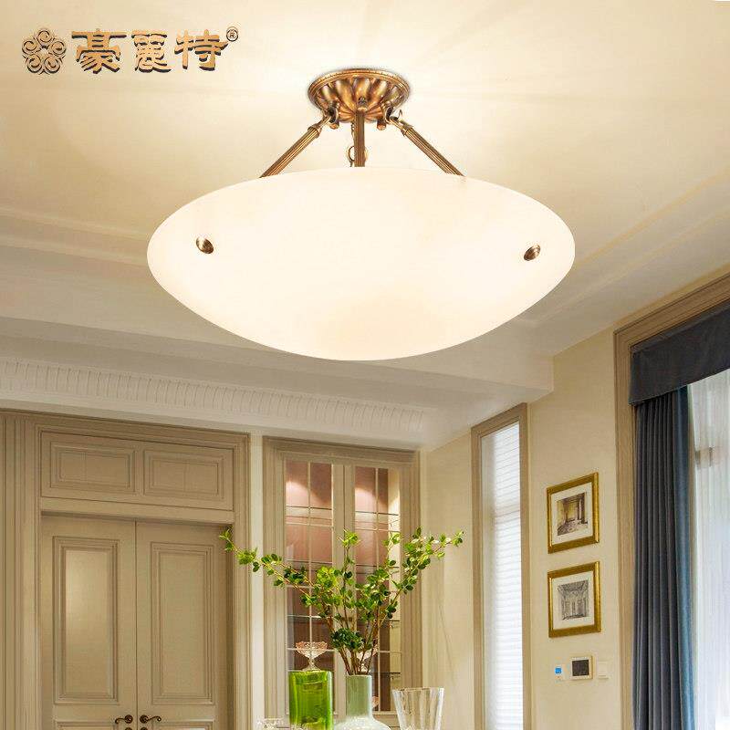 天然云石全铜吊灯 简欧风格客厅灯具 豪丽特品牌黄铜吊灯