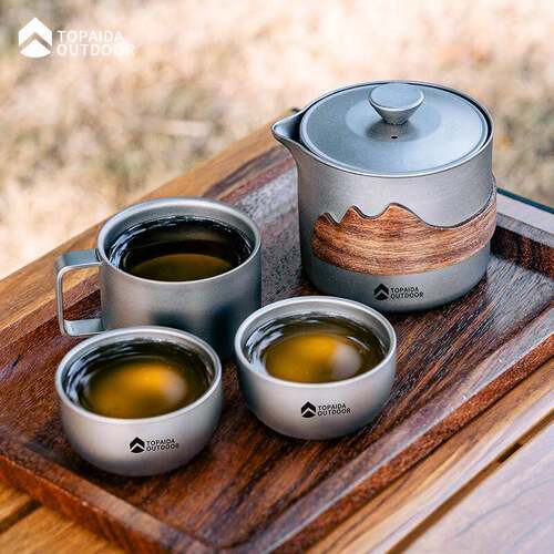 纯钛行茶具套组ZJU户外露客营泡快杯高档双层茶器可携式钛旅防烫