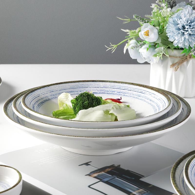 厅10个装密胺盘料VEQ子塑凉菜盘盘圆酒店餐小吃菜盘商用意面盖浇