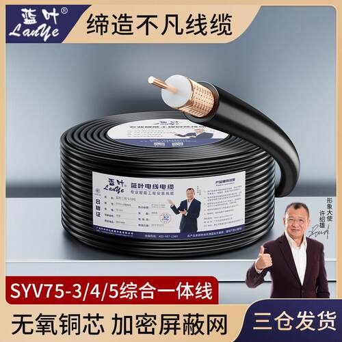 蓝叶监控视频线国标同轴监控视频连接线SYV75-5-4-3单视频线BNC线