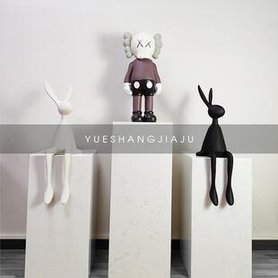 现简代约板客厅居摆5421 542件创意植绒坐姿兔子酒店售家楼处样间