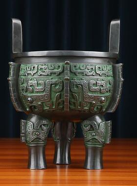 紫铜鼎摆件入己鼎彷古青铜鼎家居办公室装饰品摆设开业乔迁礼品