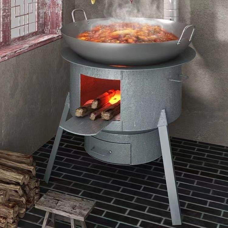 乡下柴火灶户外家用加厚农村柴火炉带接灰盒野营灶不漏灰节能灶炉