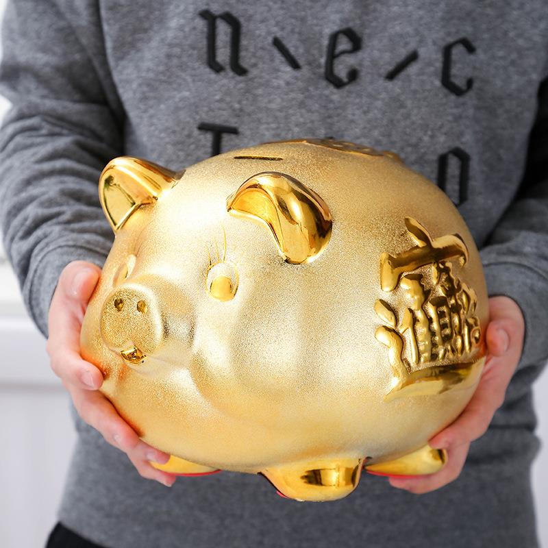 厂家直销陶瓷金猪储钱罐大号存钱罐活动礼品开业家居摆件