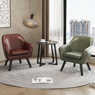 现代简约懒人沙发单人小户型休闲椅子皮质卧室办公桌椅组合阳台