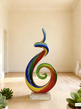 高品质家居软装饰品吹制穆拉诺琉璃艺术摆件抽象客厅样板间摆件