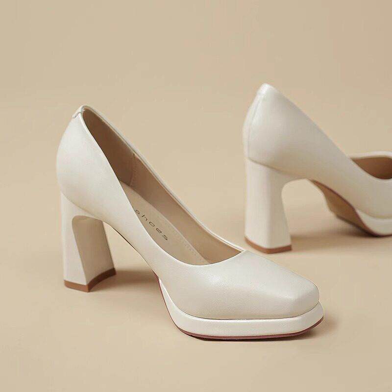 Craes Kally 温柔气质！粗跟防水台高跟鞋女士不累脚厚底方头鞋