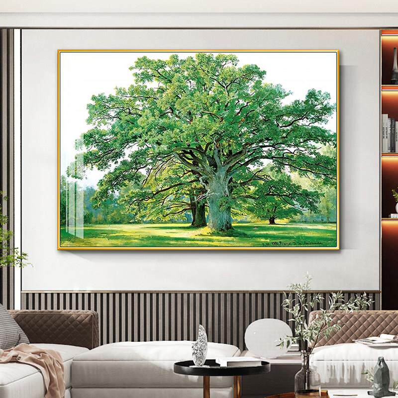 客厅大树装饰画沙发背景墙上挂画风景树绿色森林招财过道餐厅壁画