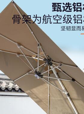 户外遮阳伞别墅花园露台庭院伞商用摆摊大型带灯侧边四角罗马伞