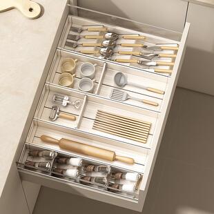 厨房抽屉收纳分隔板橱柜内置餐具收纳盒勺子刀叉碗筷子分格整