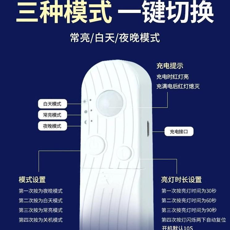 免布线人体感应led灯带充电灯条无线电池氛围智能插电款自粘床下