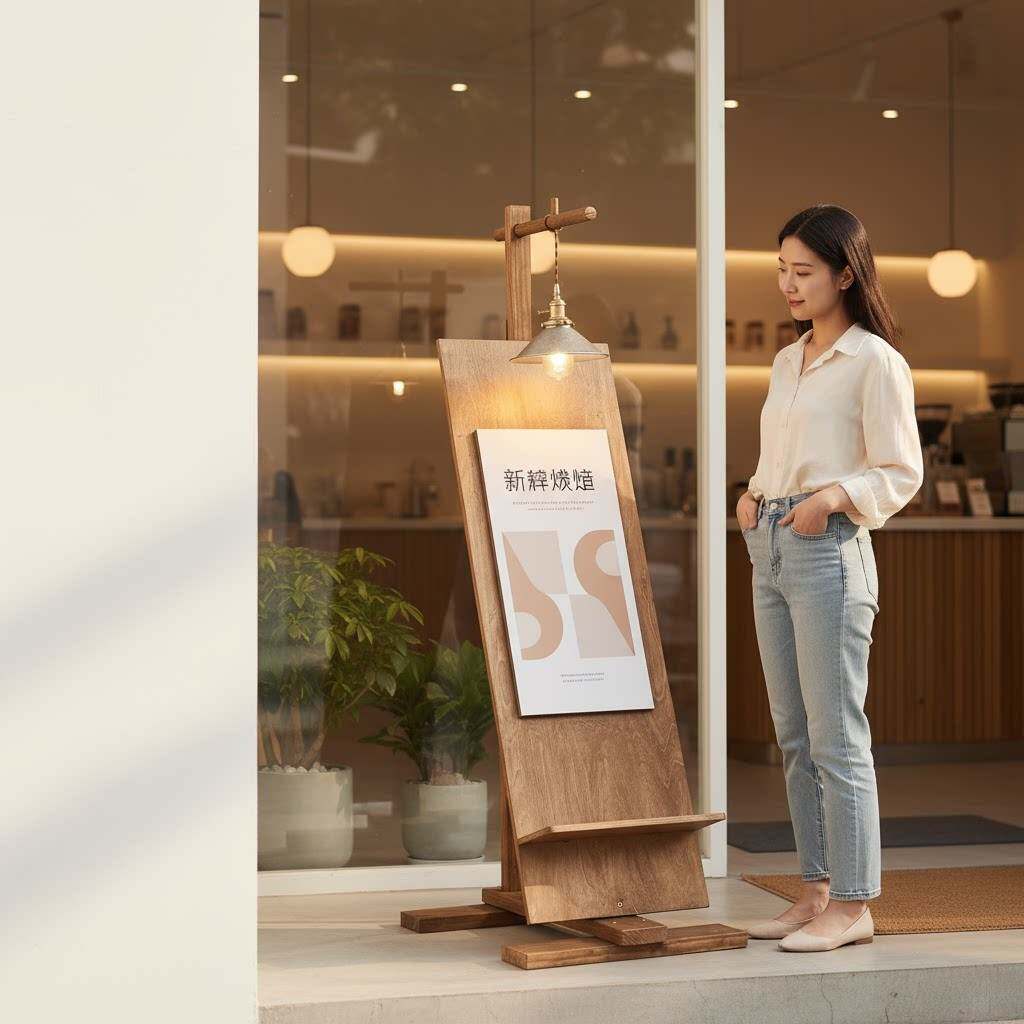 广告牌展示架立式带灯海报架宣传店铺门口招牌咖啡馆民宿展板立牌