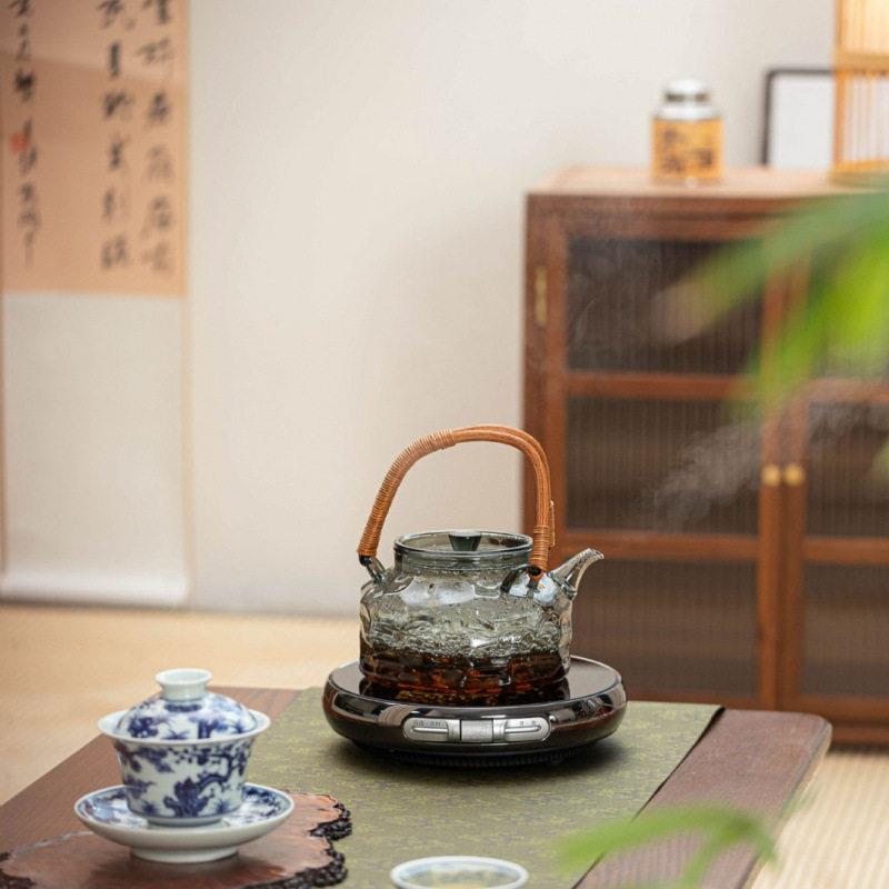蒸茶壶 提梁壶煮陈皮煮泡花茶壶 硼硅玻璃 玻璃煮水壶 煮小青柑图片