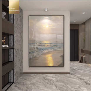 饰画沙发背景墙日出风景挂画入户玄关轻奢壁画竖版 现代简约客厅装
