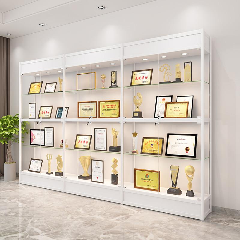 公司荣誉证书展示柜奖杯奖牌展架合格证营业执照陈列柜展示墙定制