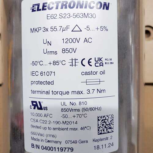 3x55.7uF1200V electronicon 薄膜电容 E62.S23-563M30 原装现货