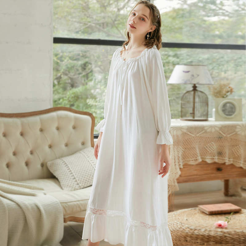 长袖睡裙女春长裙可爱宫廷甜美公主风睡衣秋长款宽松大码家居服棉
