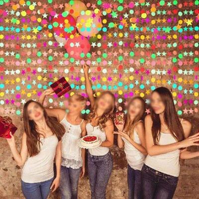 Neon Fluorescent Garland Round Stars Blacklight Glow Party