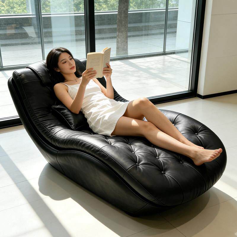 轻奢高级感真皮休闲客厅懒人沙发成人可睡觉躺椅单人午睡贵妃沙发
