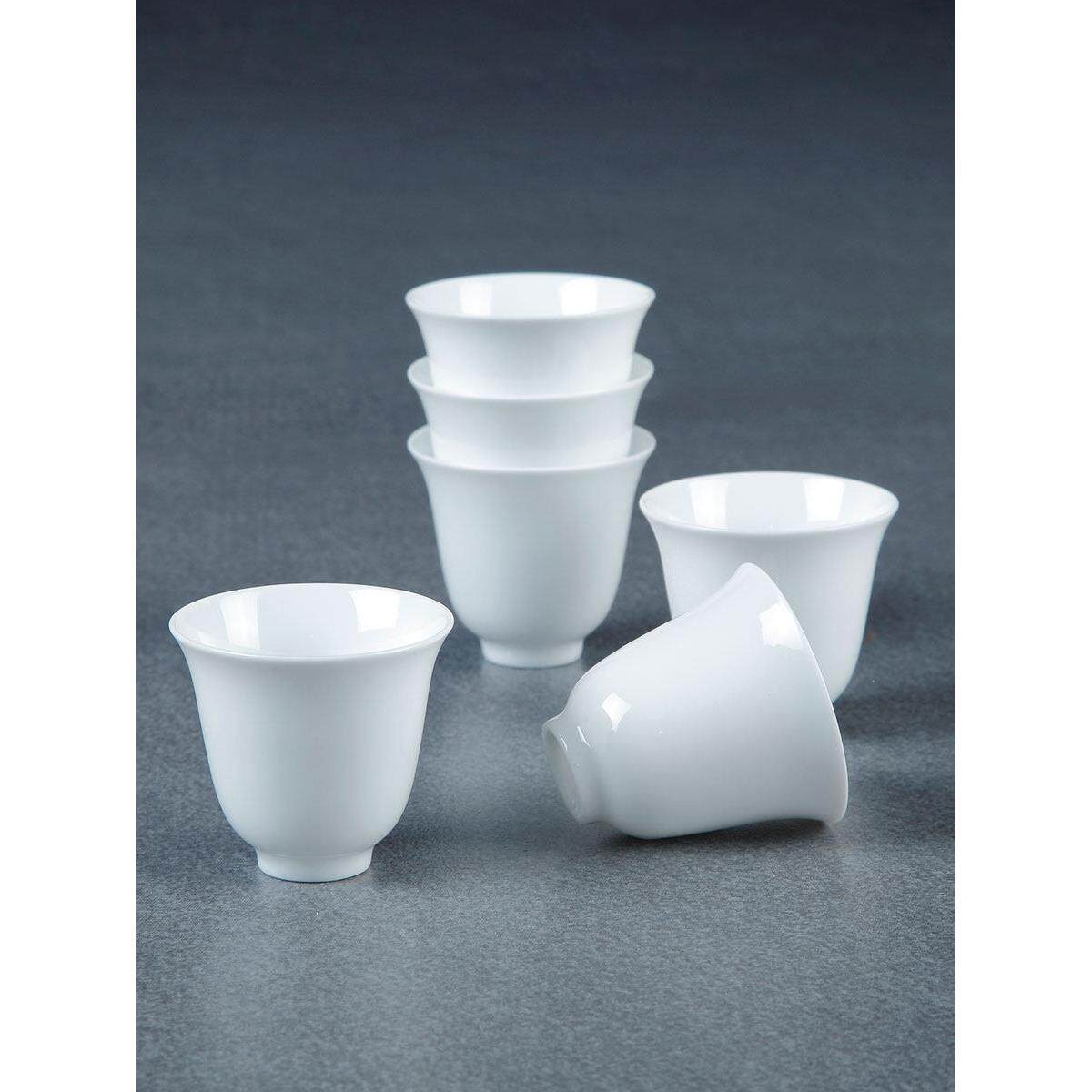 白瓷功夫小茶杯陶瓷泡茶玉兰个人主人杯闻香杯家用白酒杯子小酒盅