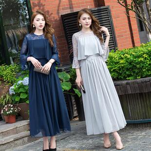 Evening gown long banquet dress slimming party host dress